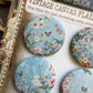 Vintage Blue Butterfly Florals Canvas Flair Buttons