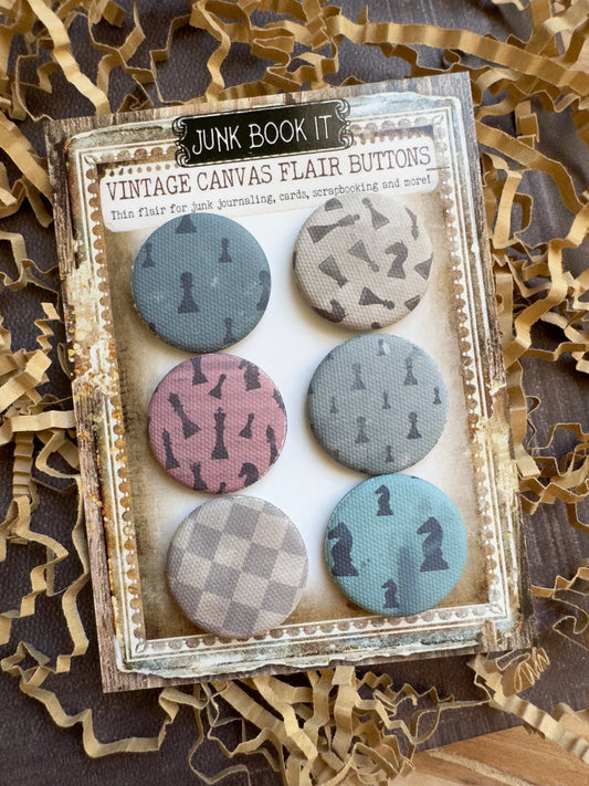 Vintage Chess Canvas Flair Buttons