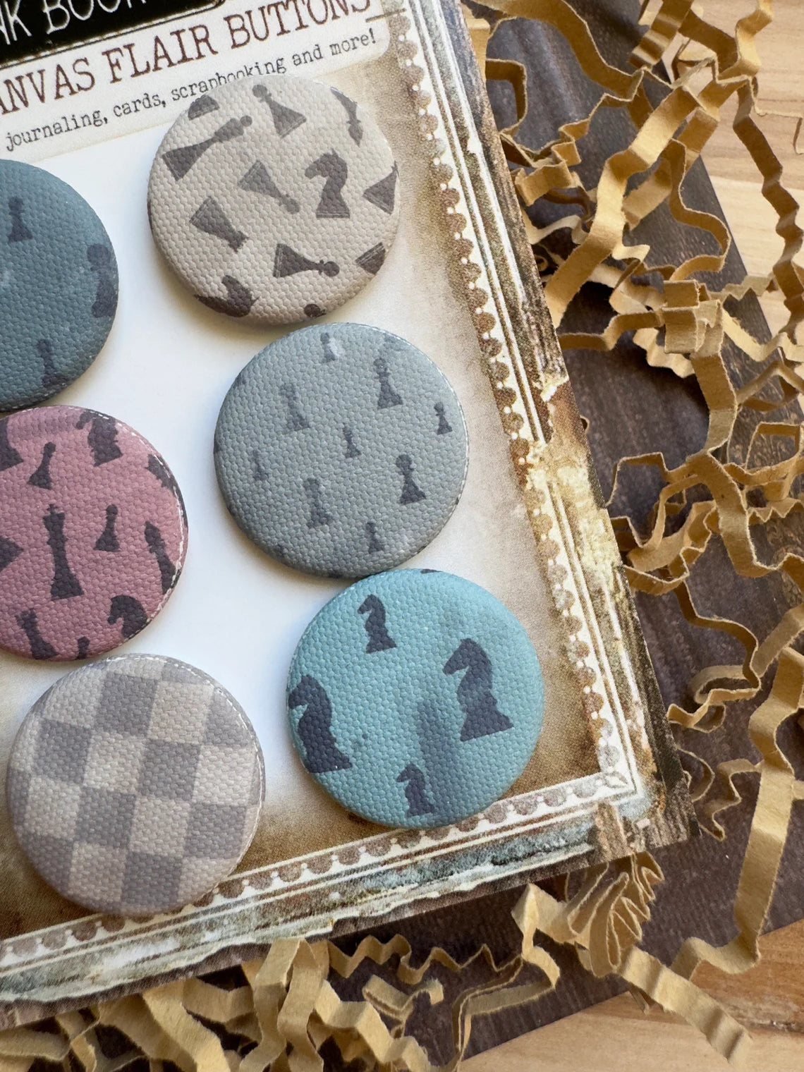 Vintage Chess Canvas Flair Buttons