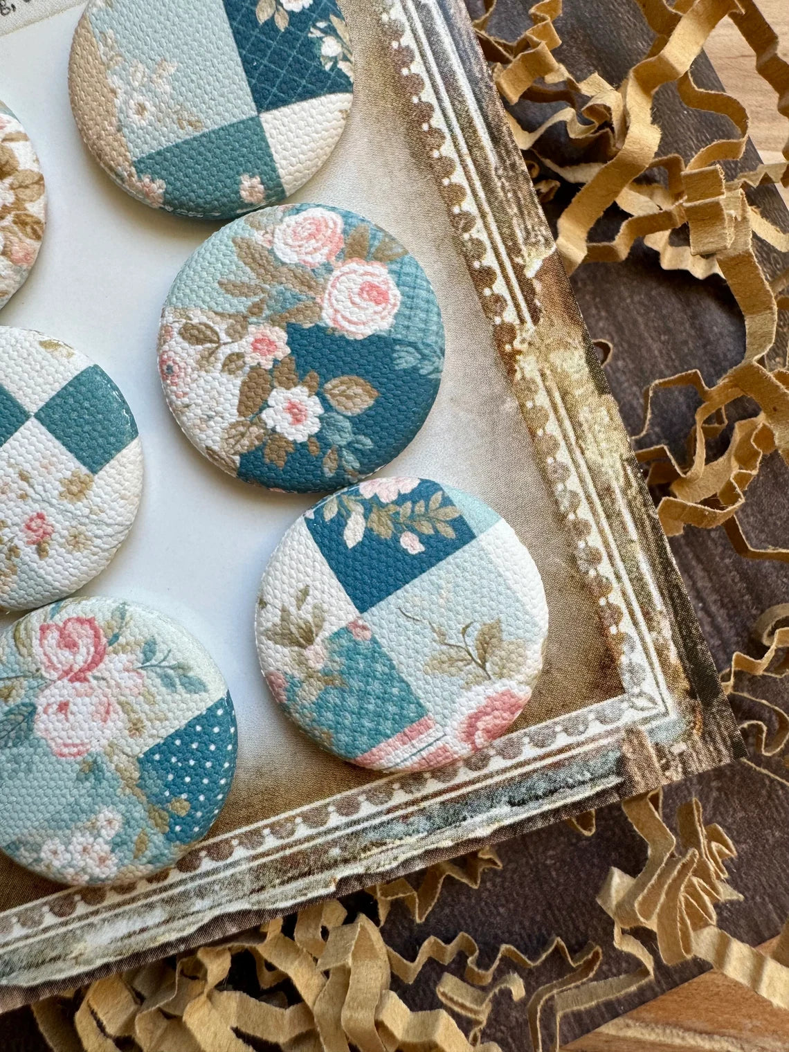 Vintage Patchwork Quilt Canvas Flair Buttons