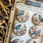 Vintage Cherry Blossom Birds Canvas Flair Buttons