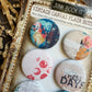 vintage Bright Floral Butterfly Canvas Flair Buttons