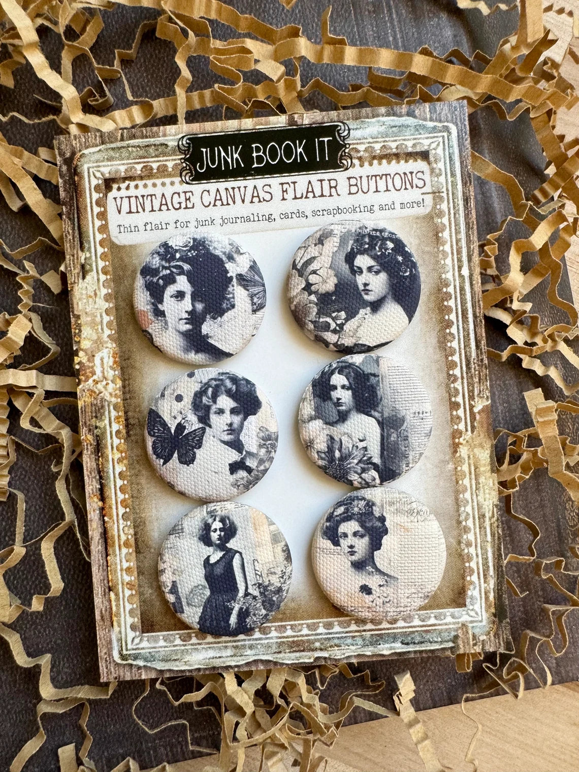 Vintage Lady Canvas Flair Buttons