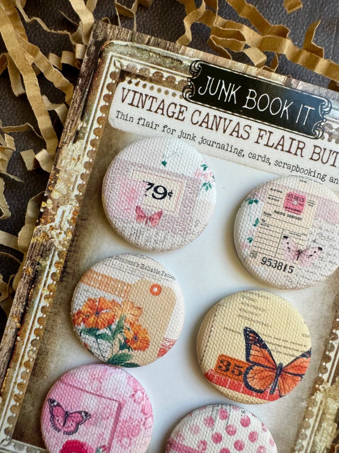 Vintage Bright Garden Canvas Flair Buttons