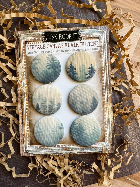 Vintage Forest Trees Canvas Flair Buttons