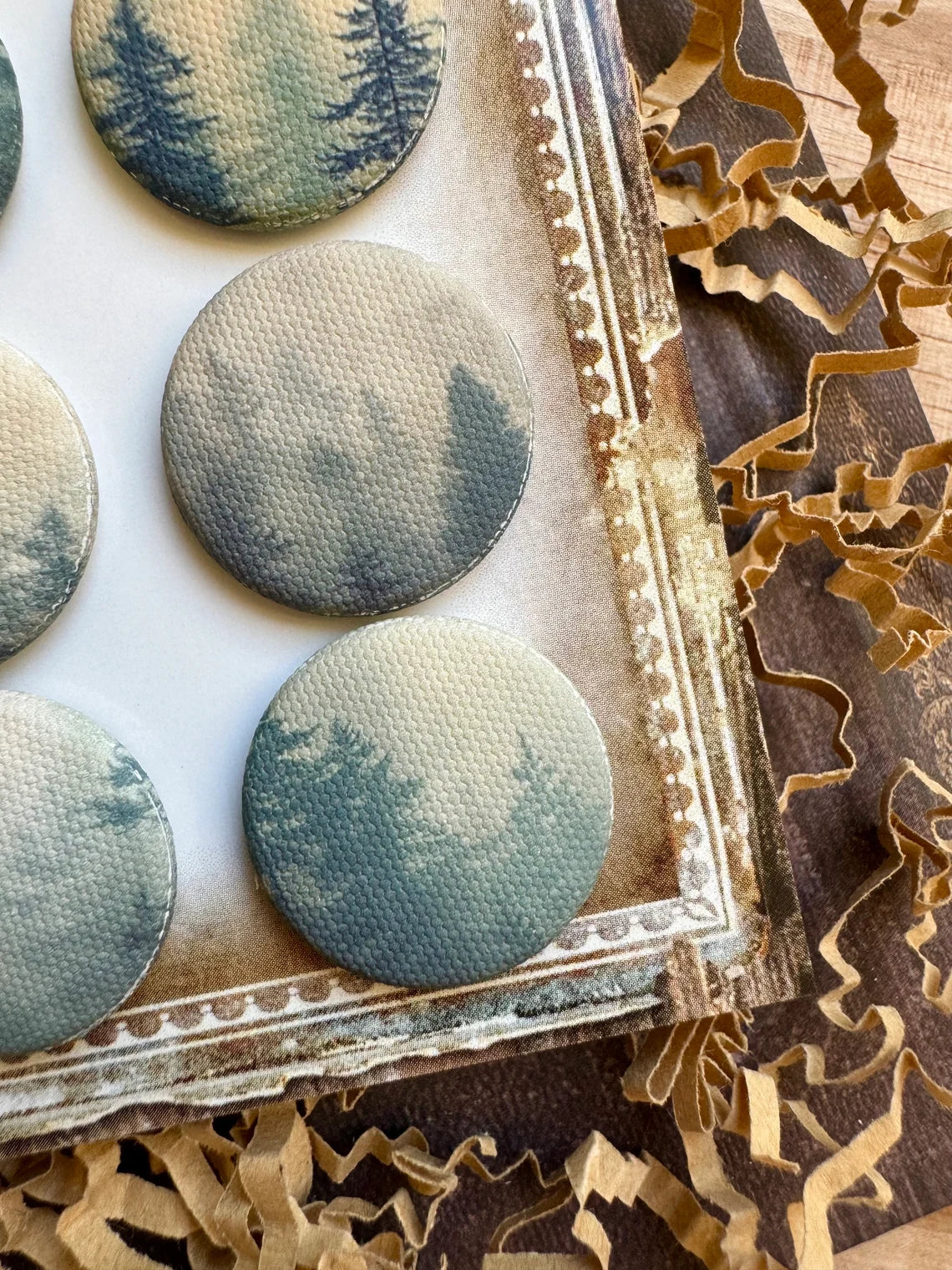 Vintage Forest Trees Canvas Flair Buttons