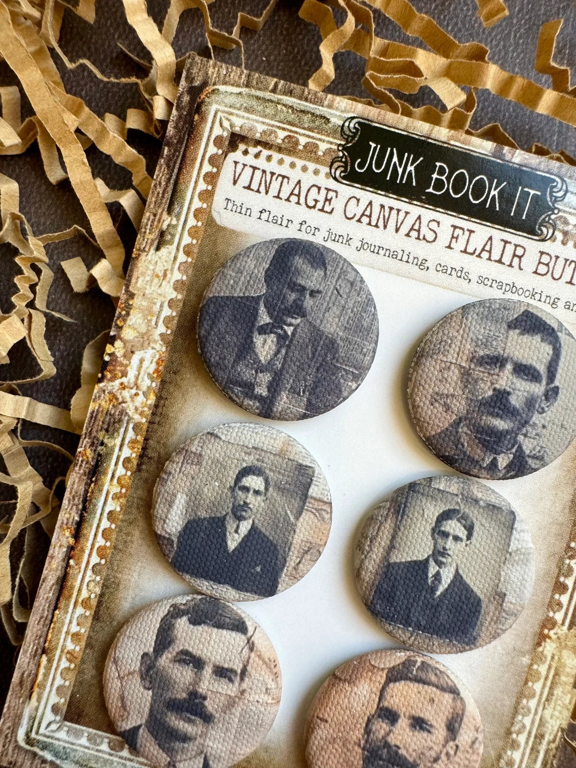 Vintage Man Canvas Flair Buttons