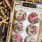 Vintage Pink Rose Canvas Flair Buttons