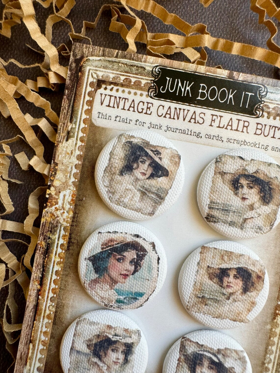 Vintage Beach Lady Canvas Flair Buttons