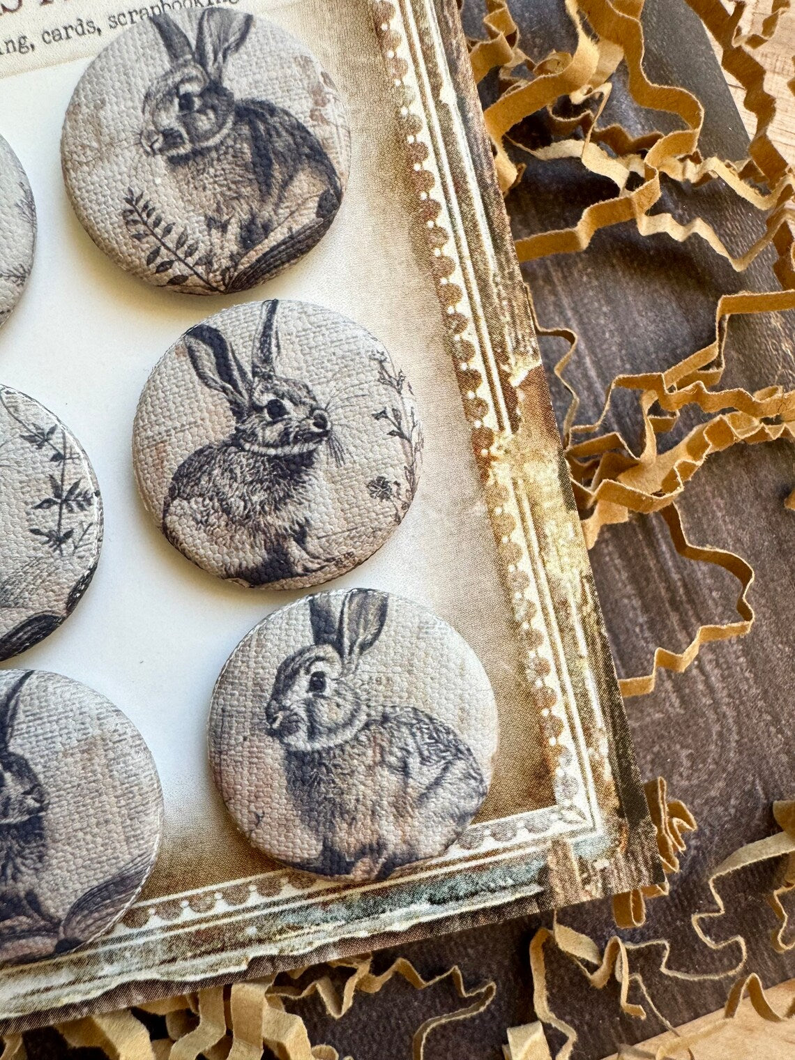 Vintage Bunny Canvas Flair Buttons