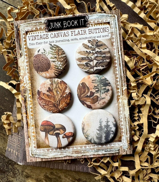 Vintage Autumn Forest Canvas Flair Buttons