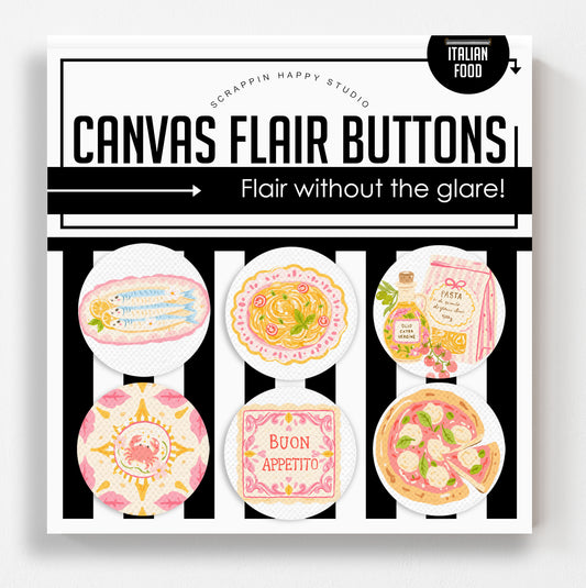 Italian Food Canvas Flair Buttons
