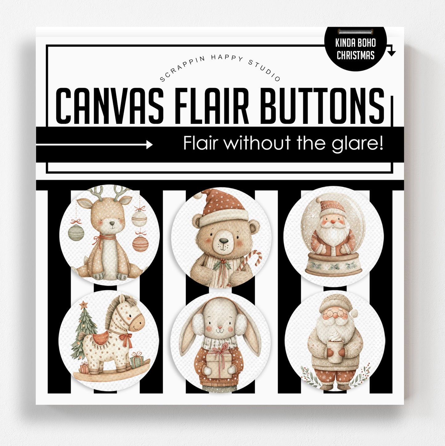 Kinda Boho Christmas Canvas Flair Buttons