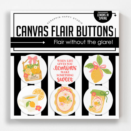 Lemons In Spring Canvas Flair Buttons