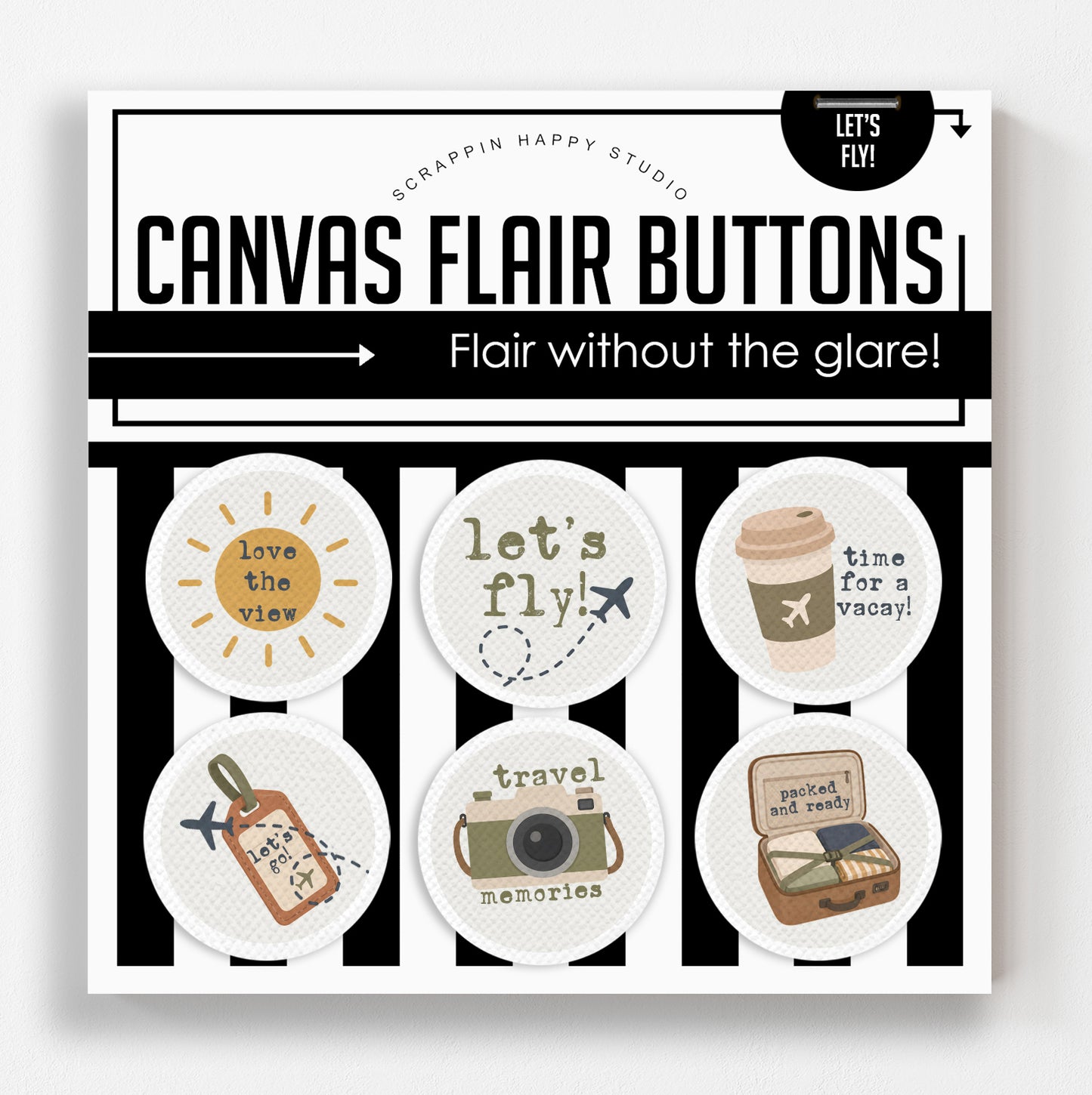 Let's Fly Canvas Flair Buttons