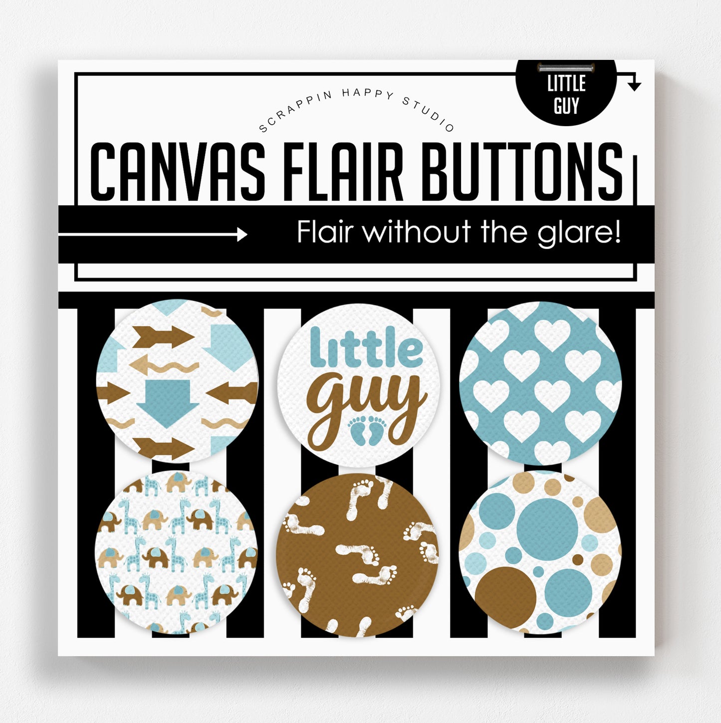 Little Guy Canvas Flair Buttons