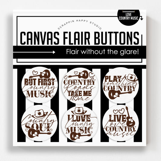 Love Country Music Canvas Flair Buttons