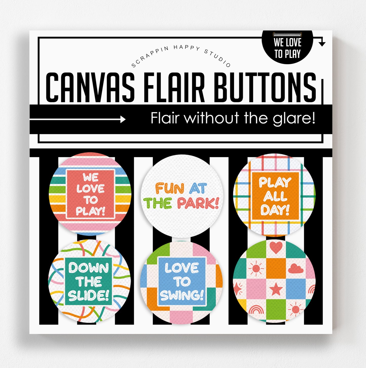 Love To Play Canvas Flair Buttons