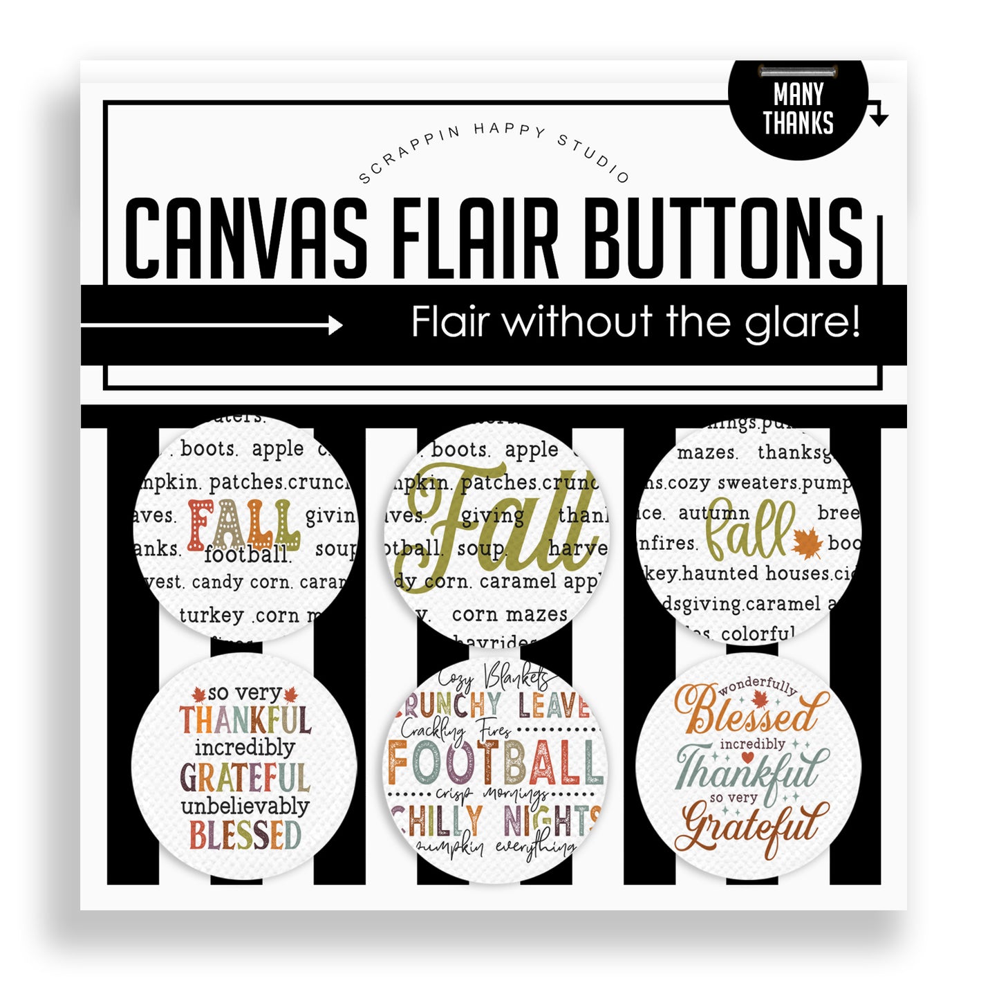 Many Thanks Flair Buttons