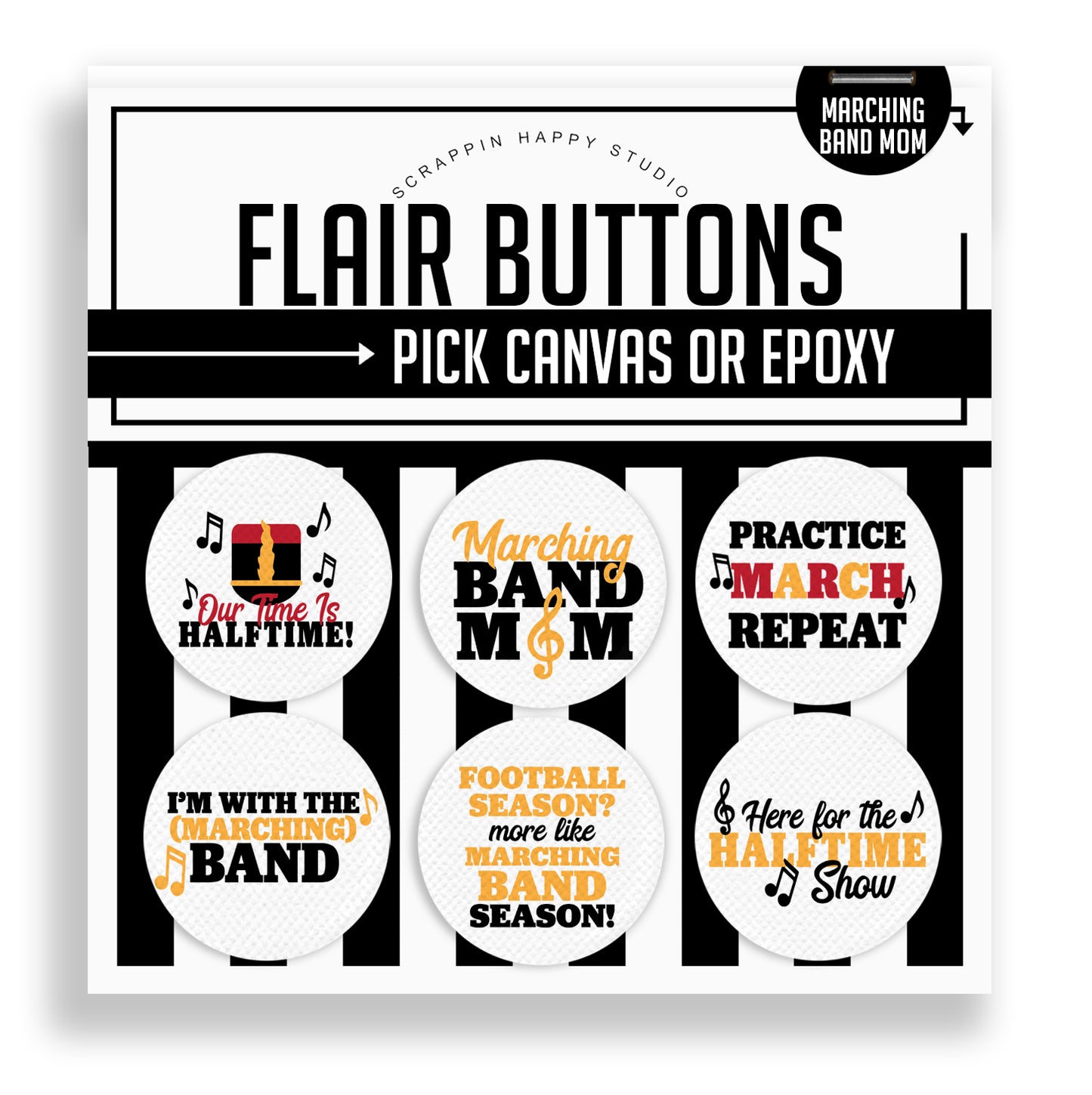 Marching Band Mom Flair Buttons