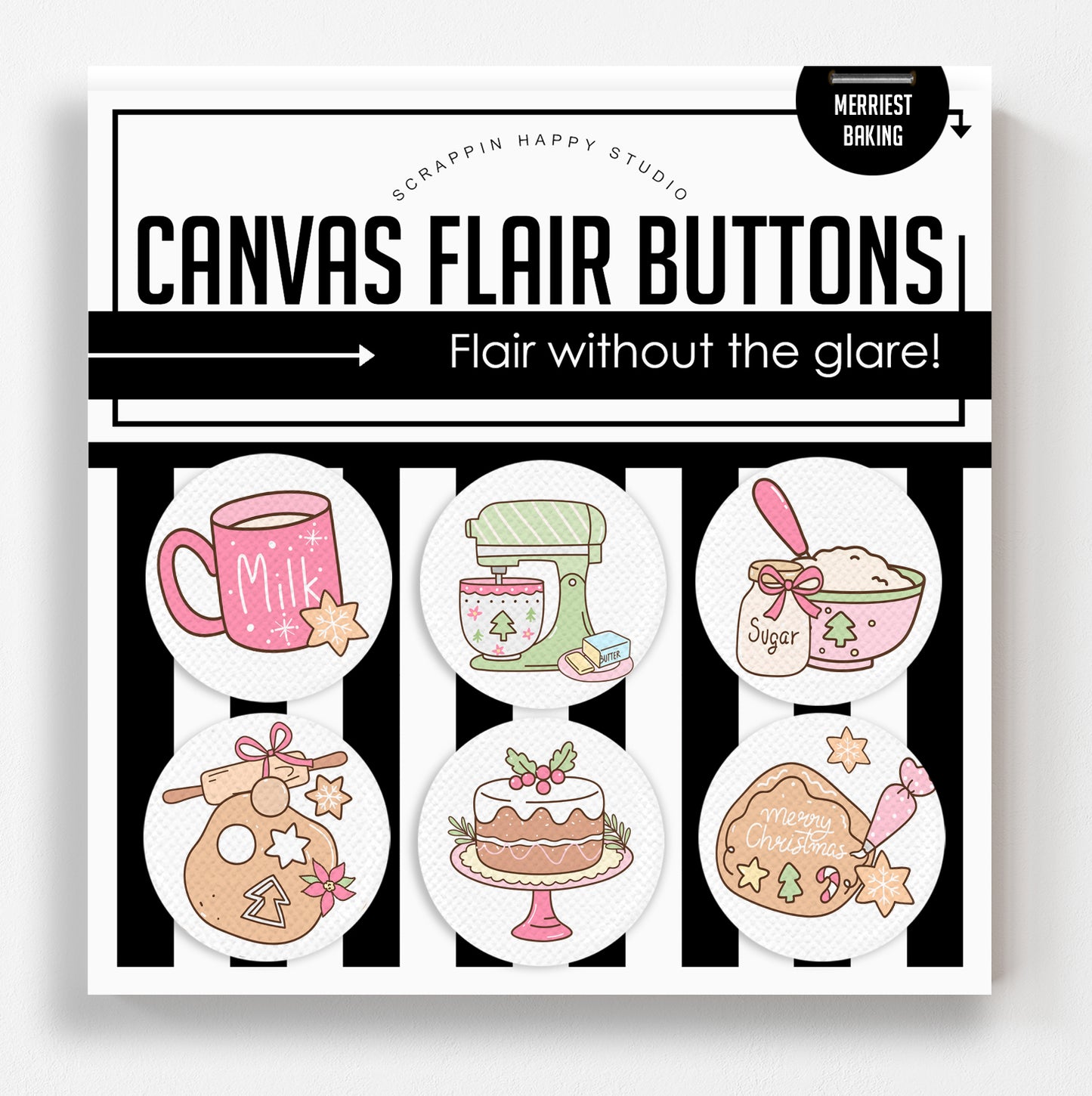 Merriest Baking Canvas Flair Buttons