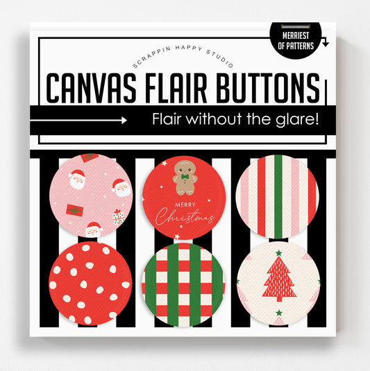 Merriest Of Patterns Canvas Flair Buttons