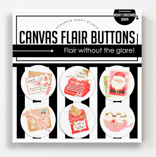 Merry Christmas Santa Canvas Flair Buttons