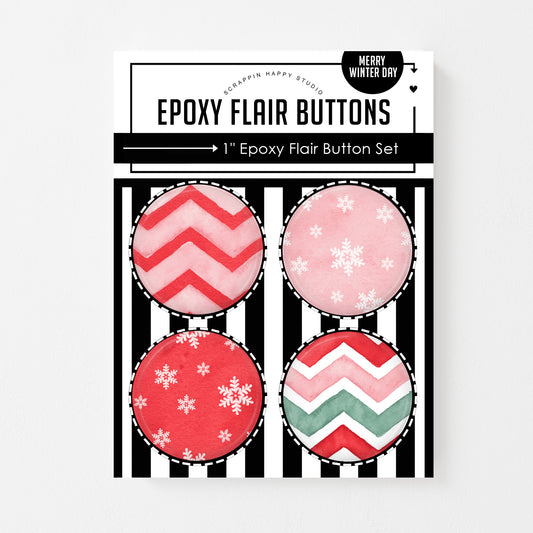 Merry Winter Day Epoxy Flair Buttons