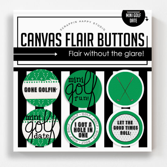 Mini Golf Date Canvas Flair Buttons