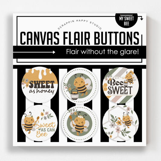 My Sweet Bee Canvas Flair Buttons