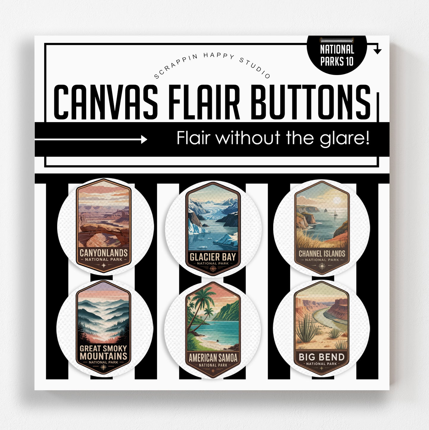 65 National Parks Bundle Canvas Flair Buttons