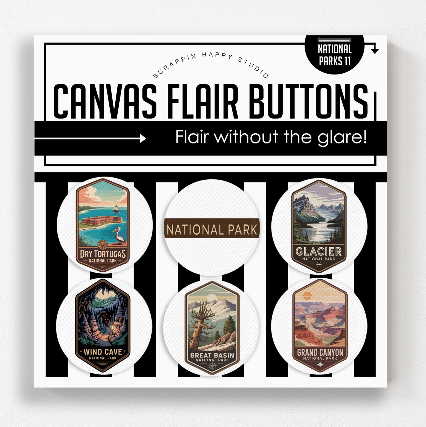 65 National Parks Bundle Canvas Flair Buttons