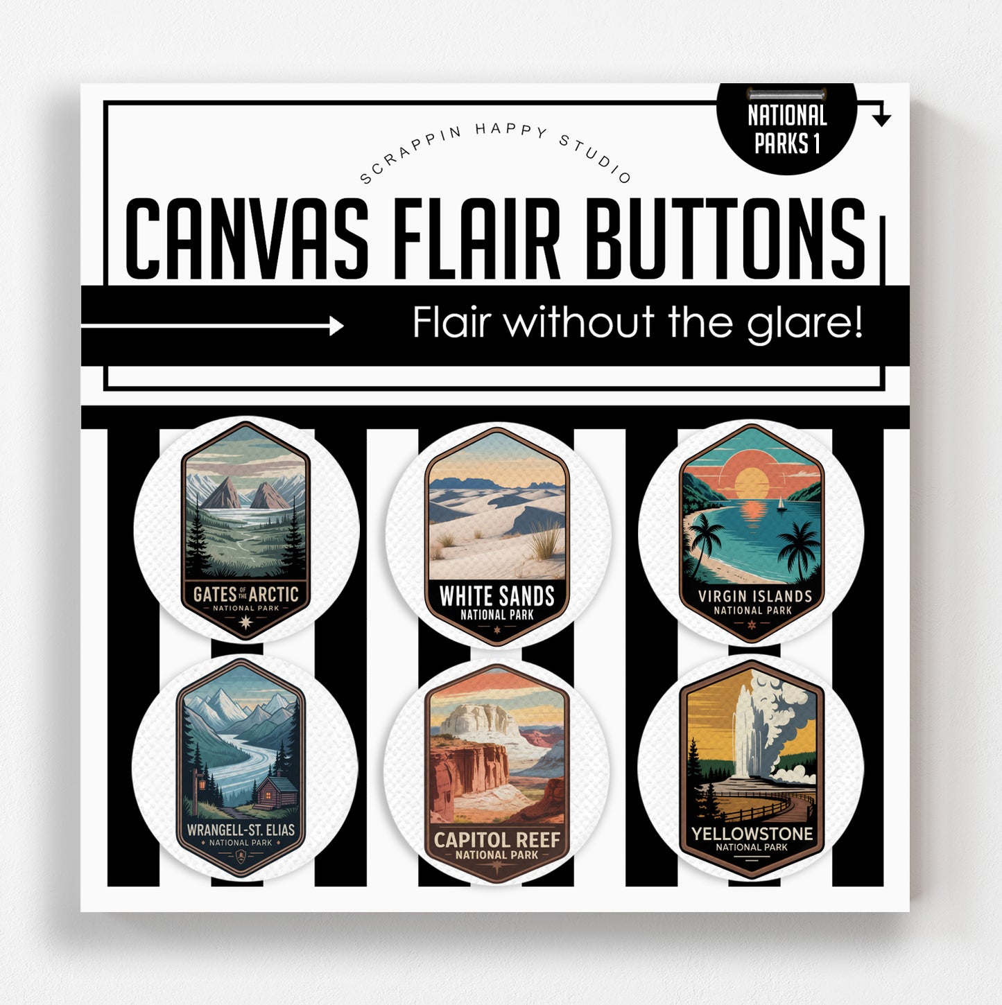 65 National Parks Bundle Canvas Flair Buttons