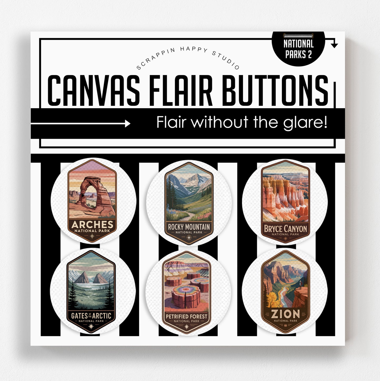 65 National Parks Bundle Canvas Flair Buttons