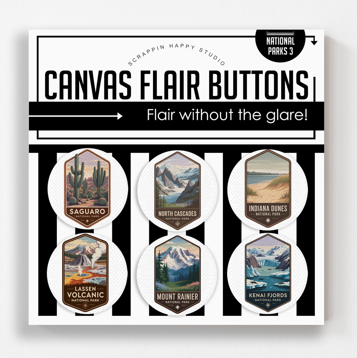 65 National Parks Bundle Canvas Flair Buttons