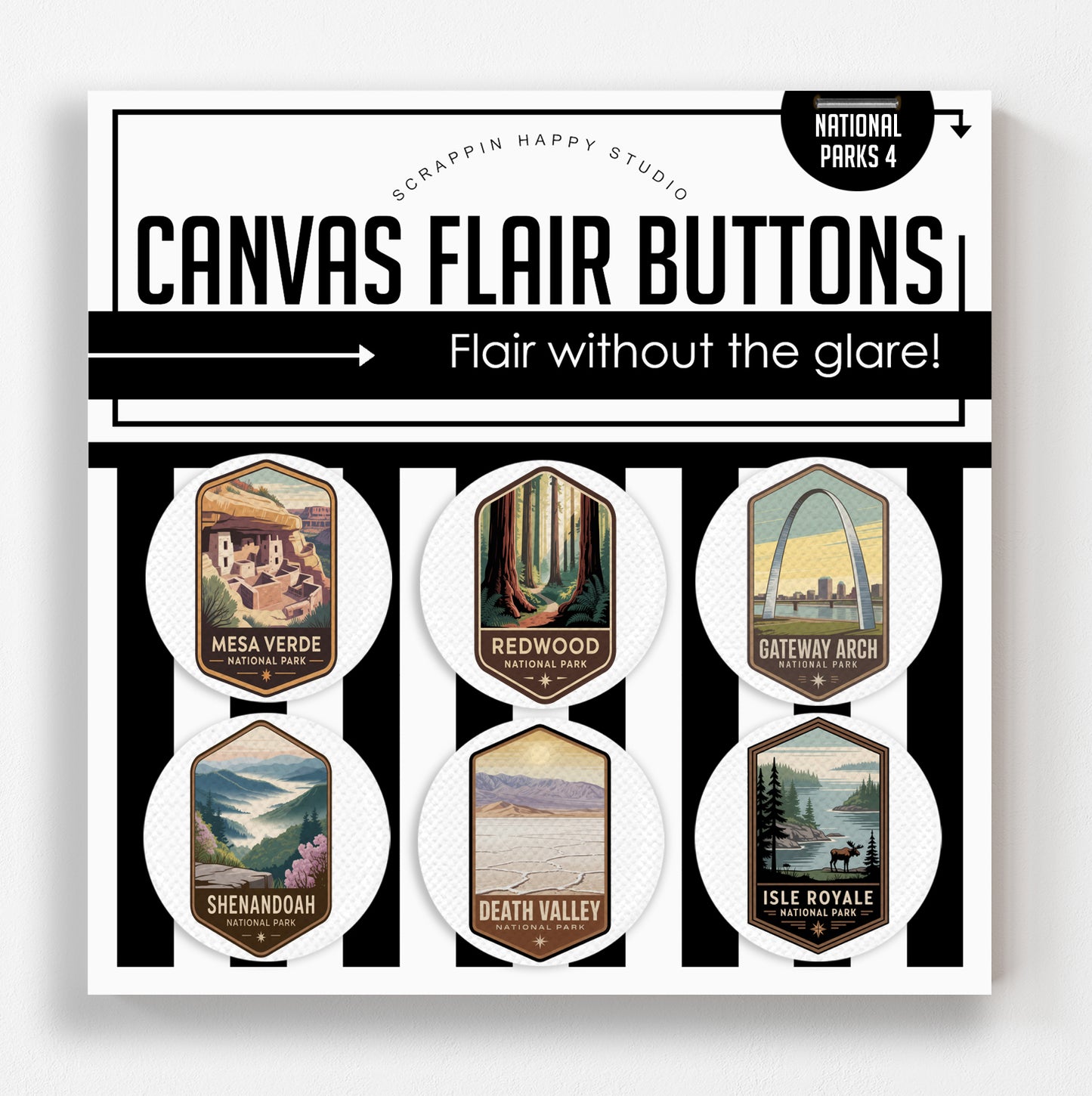 65 National Parks Bundle Canvas Flair Buttons