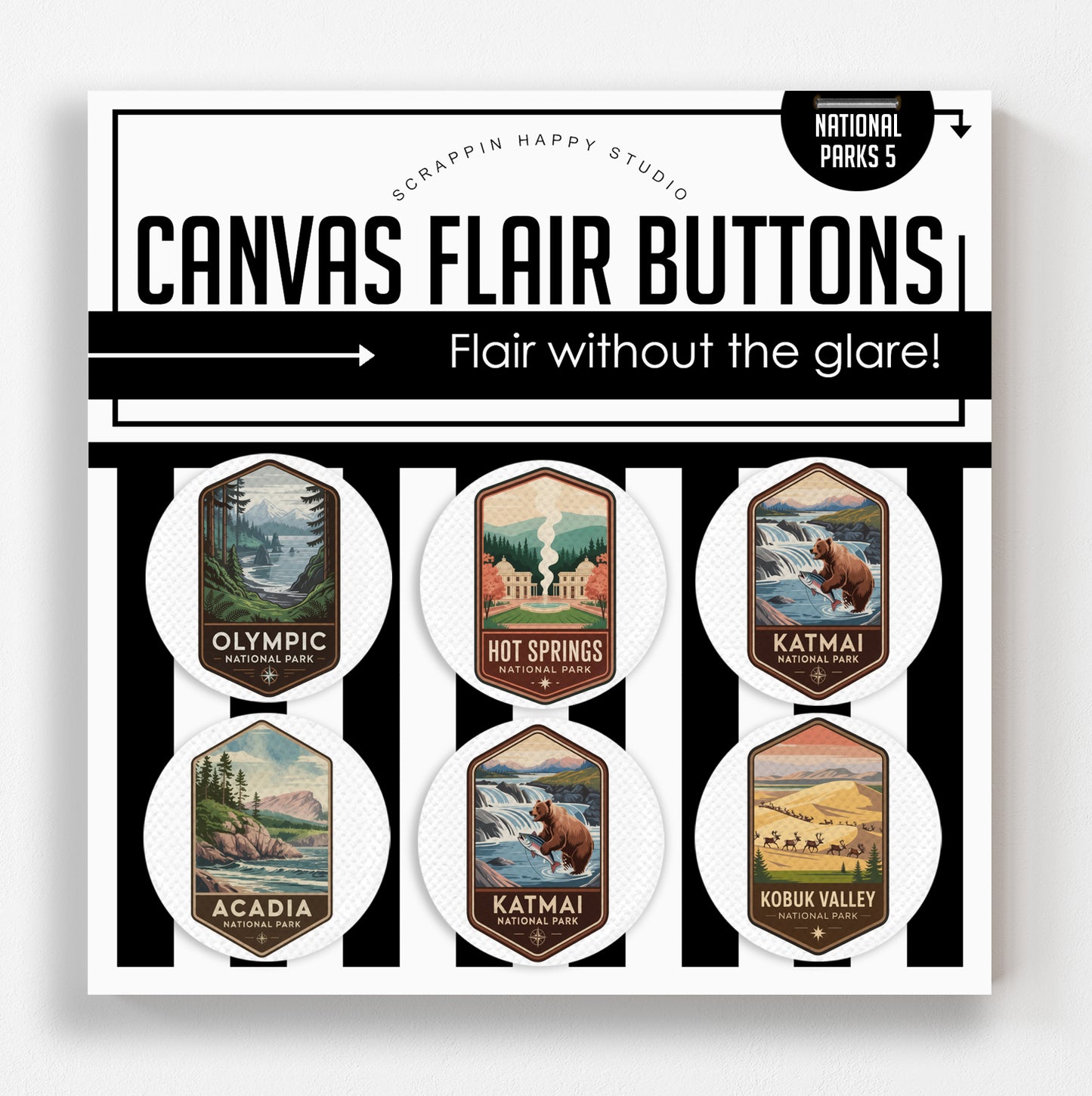 65 National Parks Bundle Canvas Flair Buttons