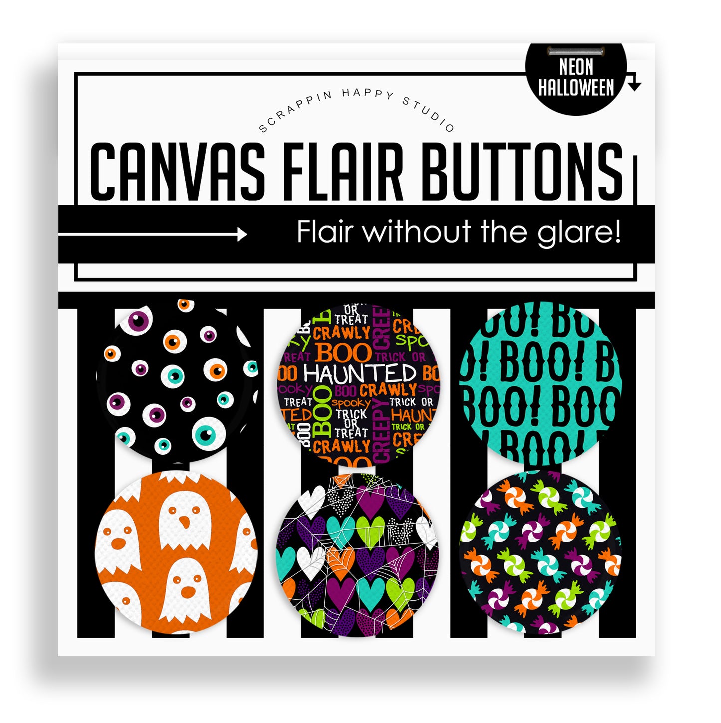 Neon Halloween Flair Buttons