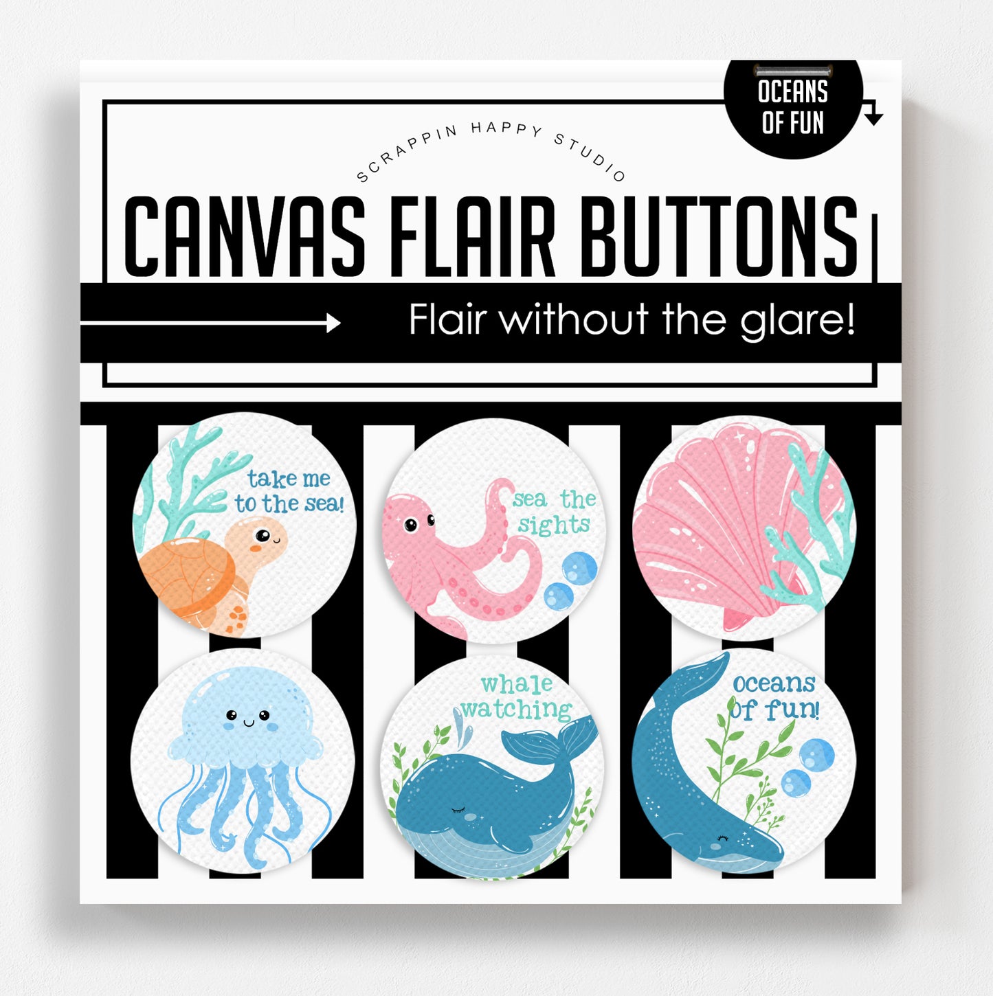 Oceans Of Fun Canvas Flair Buttons