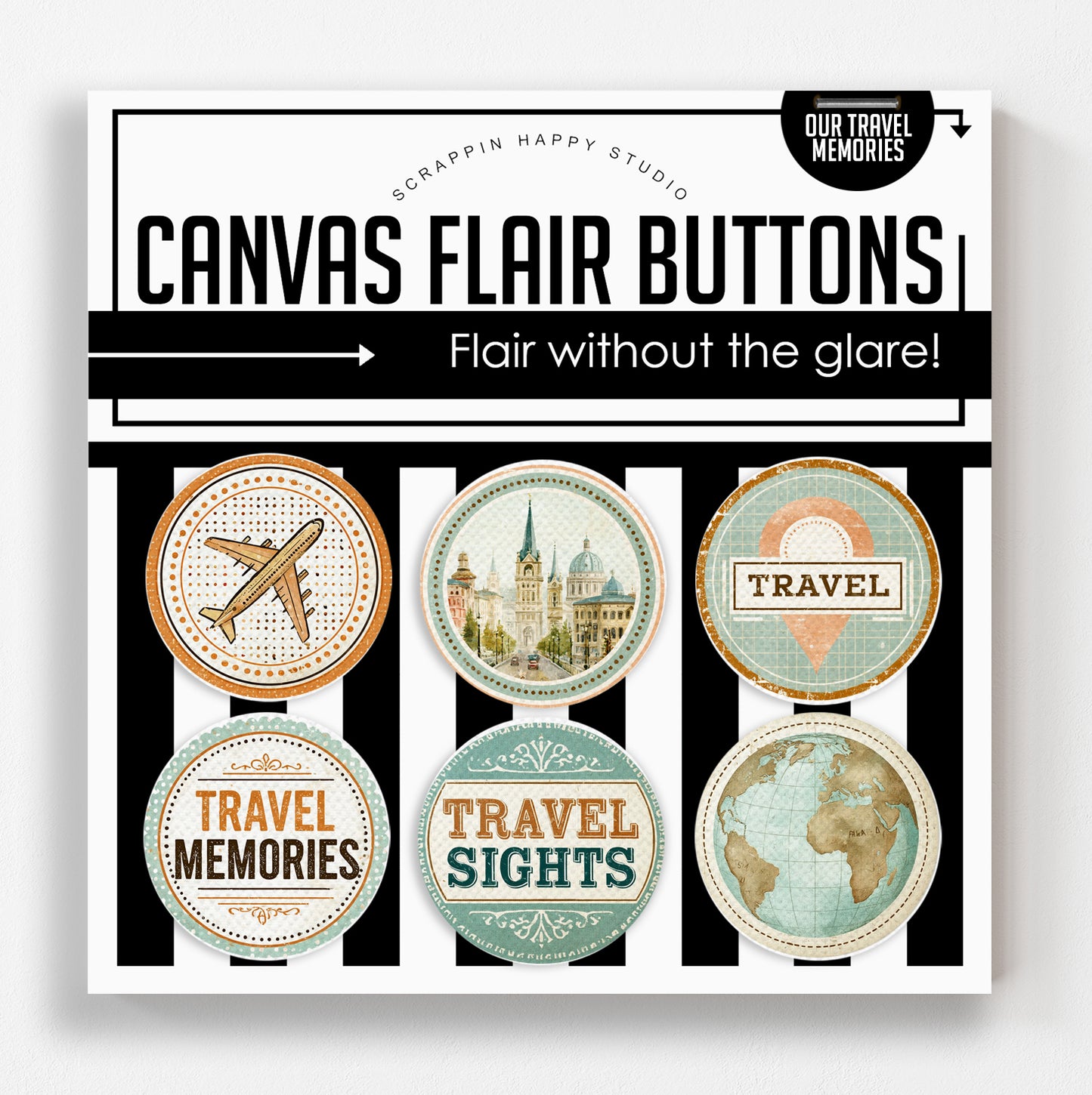 Our Travel Memories Canvas Flair Buttons