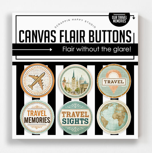 Our Travel Memories Canvas Flair Buttons