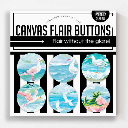 Paradise Seagull Canvas Flair Buttons