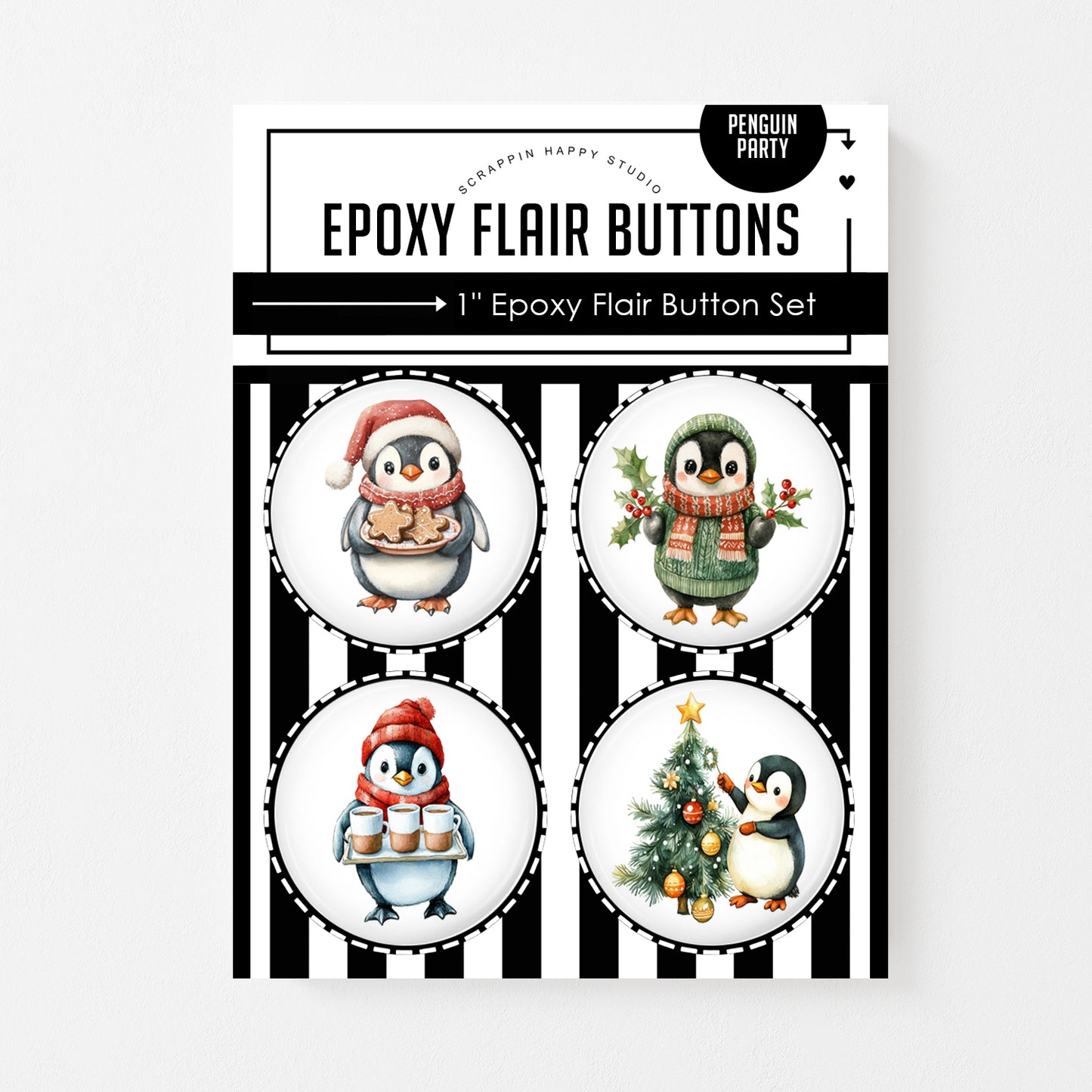 Penguin Party Epoxy Flair Buttons