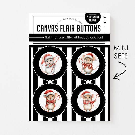 Peppermint Mouse Canvas Flair Buttons