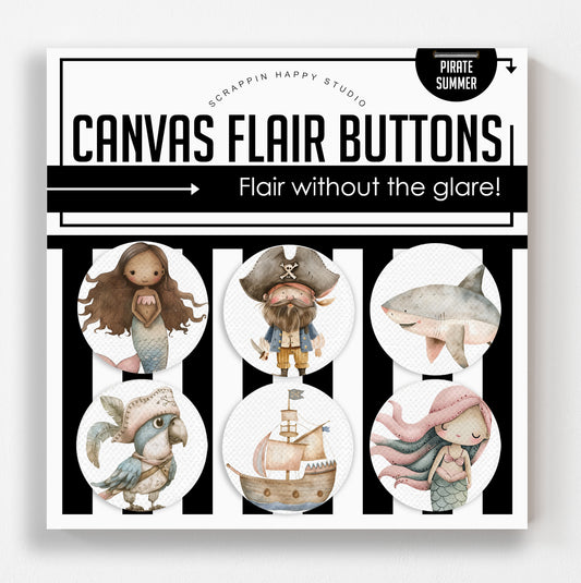 Pirate Summer Canvas Flair Buttons