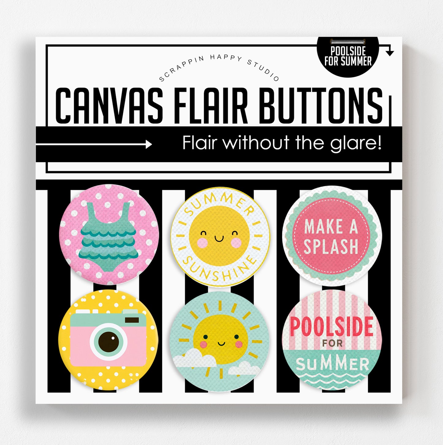 Poolside For Summer Canvas Flair Buttons