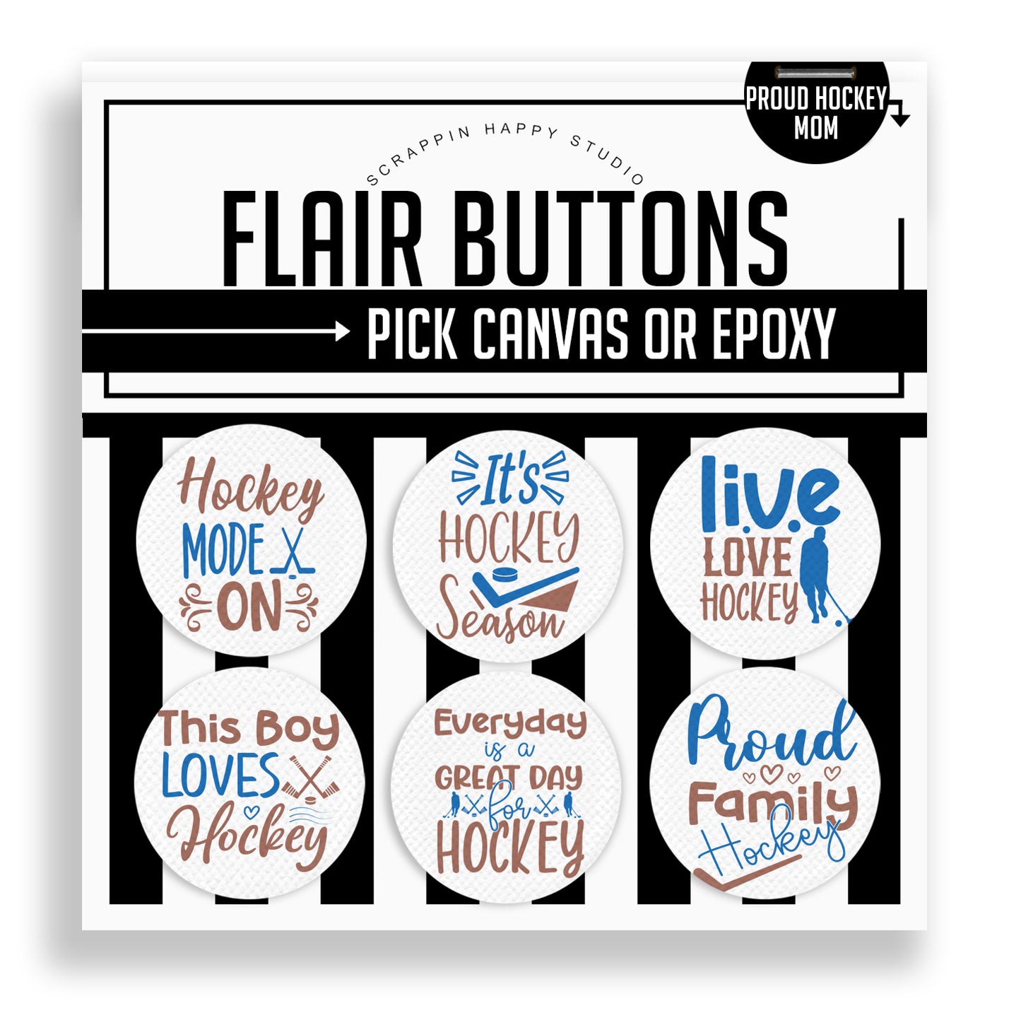 Proud Hockey Mom Flair Buttons