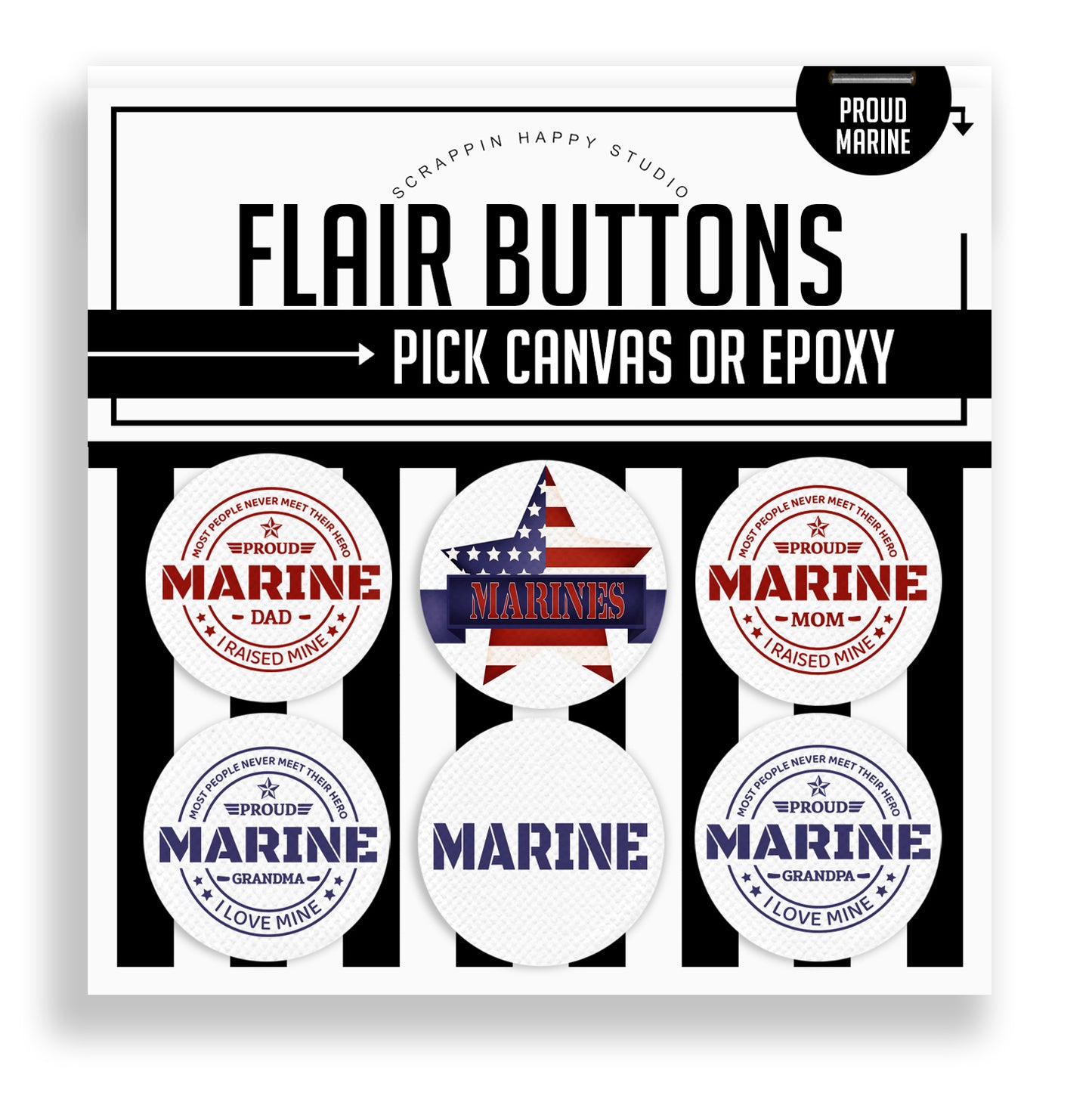 Proud Marine Flair Buttons