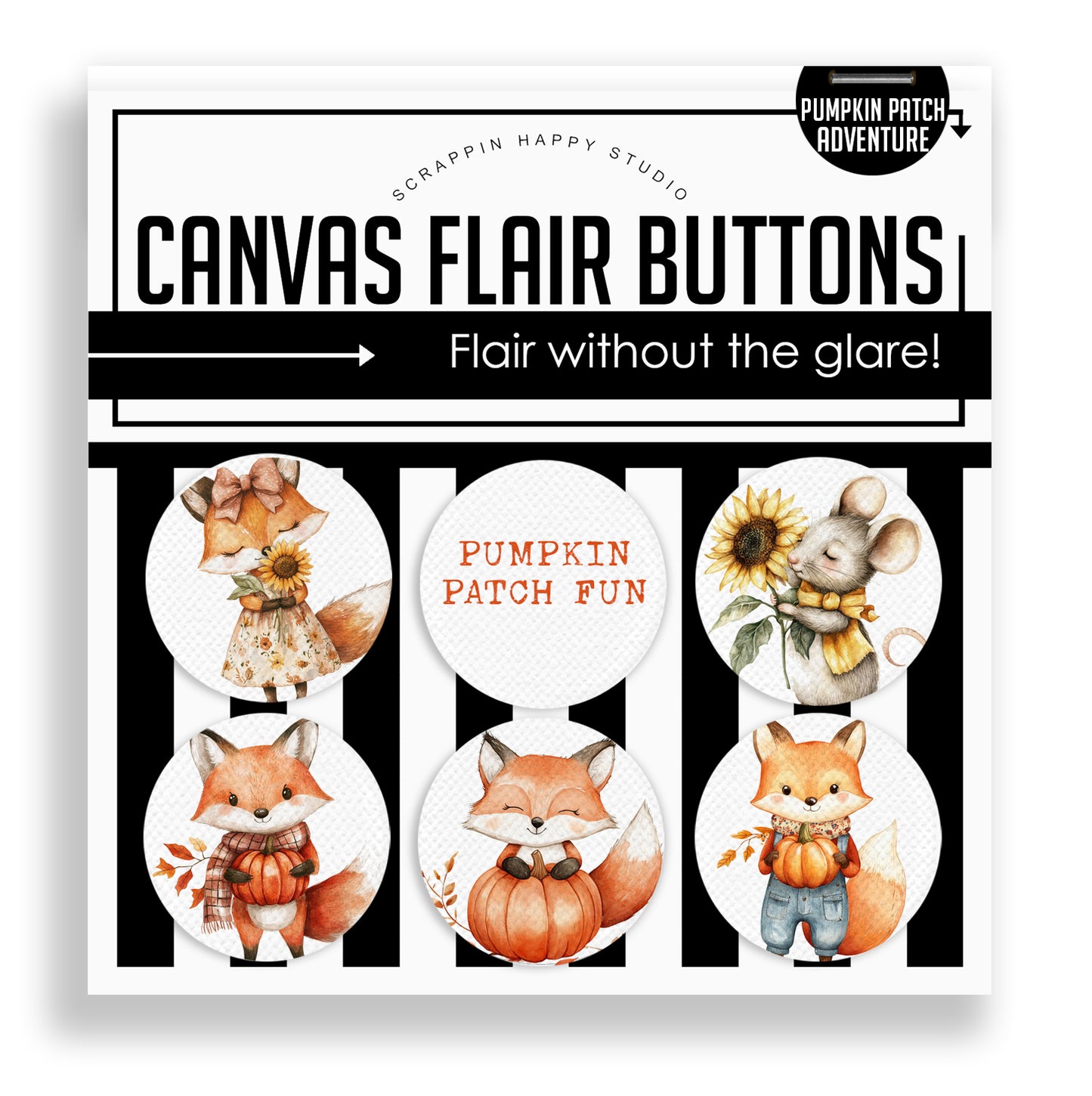 Pumpkin Patch Adventures Flair Buttons