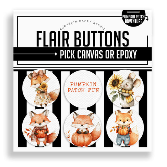 Pumpkin Patch Adventures Flair Buttons